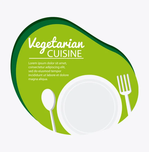 Cozinha vegetariana design de alimentos orgânicos e saudáveis — Vetor de Stock