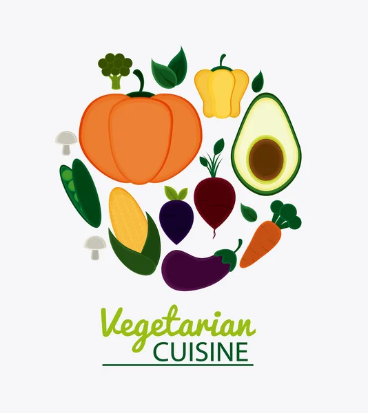 Cuisine végétarienne bio et design d'aliments sains — Image vectorielle