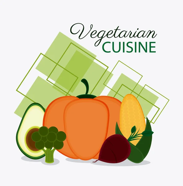 Cuisine végétarienne bio et design d'aliments sains — Image vectorielle