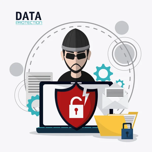 Veri koruma ve Siber güvenlik sistemi — Stok Vektör