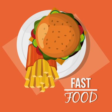 Hamburger patates kızartması ve lokanta tasarım