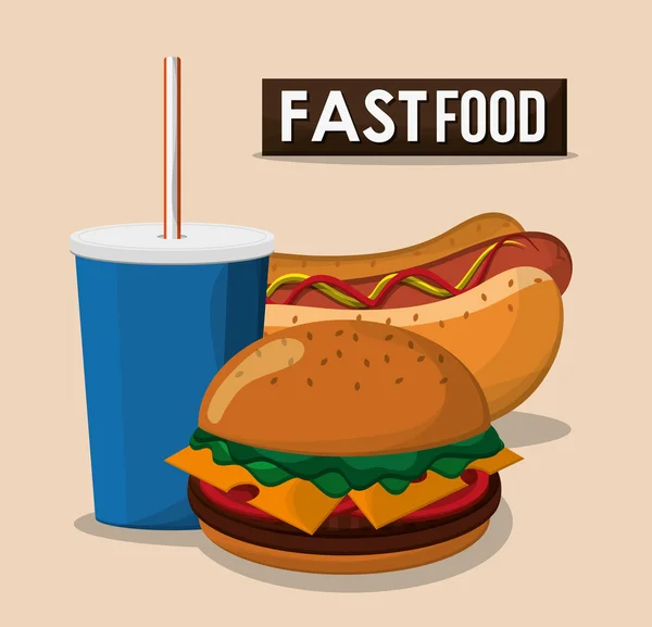Hot dog hamburger and fast food design — Stock Vector