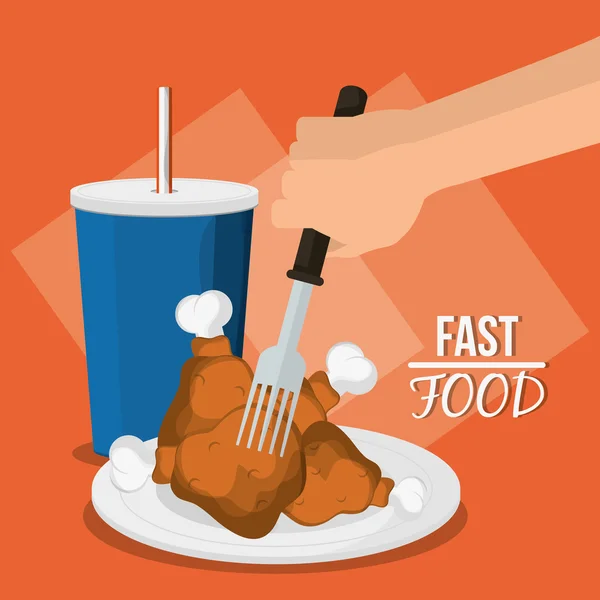 Poulet soda et fast food design — Image vectorielle