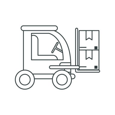 Paketleri ve forklift teslimat ve kargo kavramı