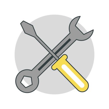 İngiliz anahtarı ve inşaat kavramı altında tornavida