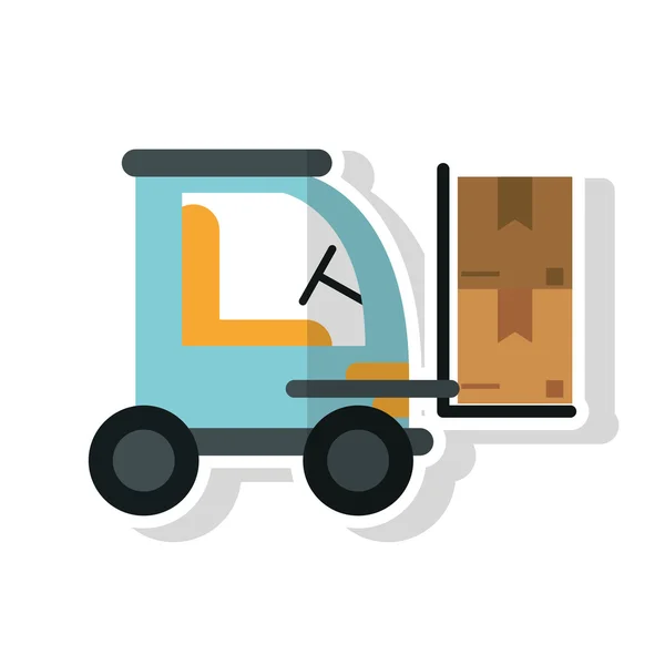 Csomagok és targonca-szállítás és-szállítás fogalma — Stock Vector