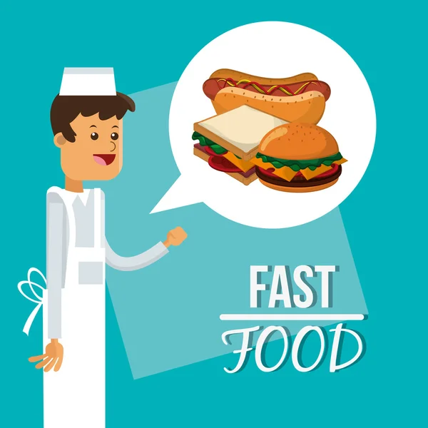 Sandwich pizza hot dog et fast food design — Image vectorielle