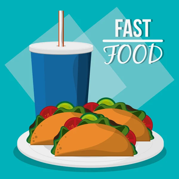 Soda Taco und Fast Food Design — Stockvektor