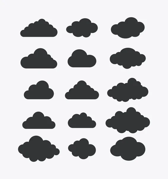 Diseño aislado de conjunto de iconos de nubes — Vector de stock