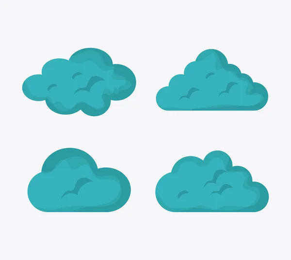 Синий и белый дизайн иконки облака — стоковый вектор
