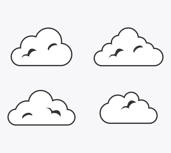 Diseño aislado de conjunto de iconos de nubes — Archivo Imágenes Vectoriales