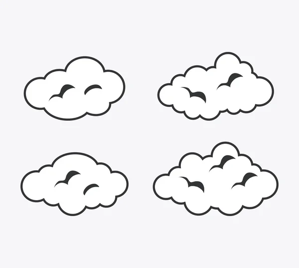 Diseño aislado de conjunto de iconos de nubes — Archivo Imágenes Vectoriales