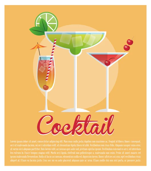 Colorato design cocktail estivo — Vettoriale Stock