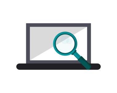 bilgisayar ve büyüteç simgesini