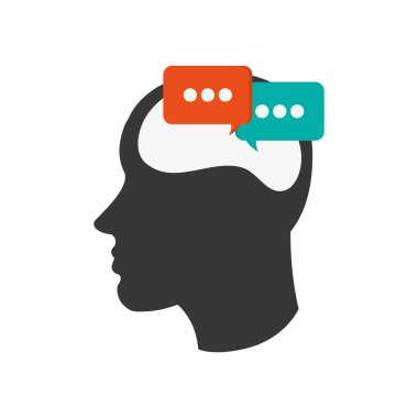 baş siluet profil ve konuşma balonu simgesinin