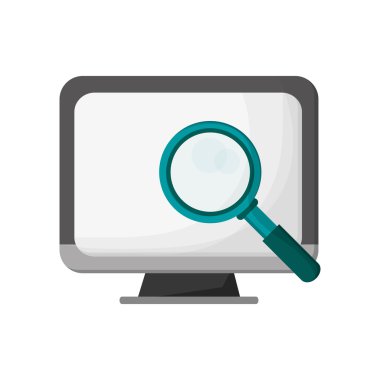 bilgisayar ve büyüteç simgesini