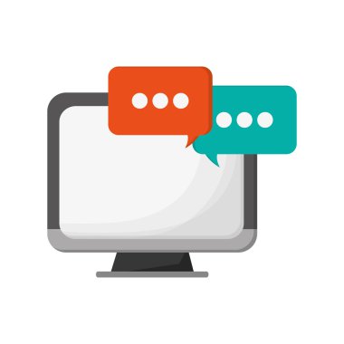 bilgisayar ve konuşma balonu simgesinin