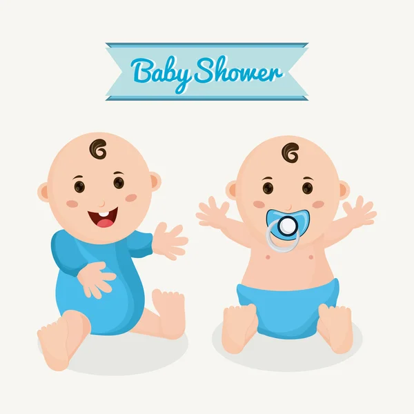 Bebé niño de dibujos animados de bebé concepto de ducha — Vector de stock