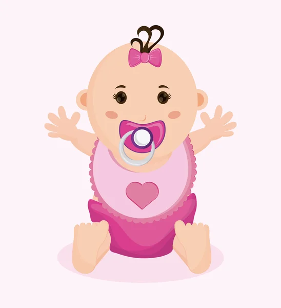Bebé niña de dibujos animados del concepto de ducha de bebé — Vector de stock