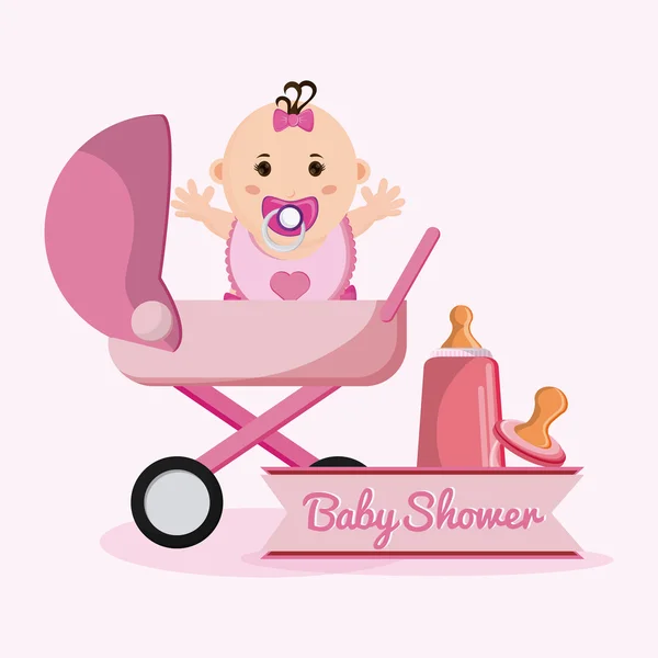 Baby flicka tecknad av baby duschkoncept — Stock vektor