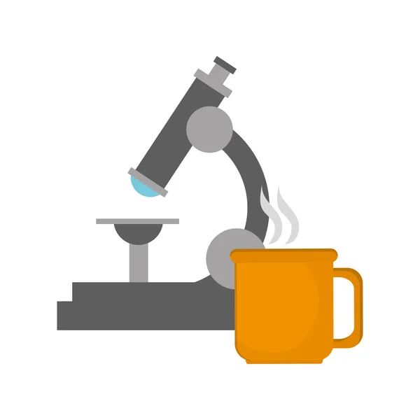 Microscope and mug  icon — Stock Vector