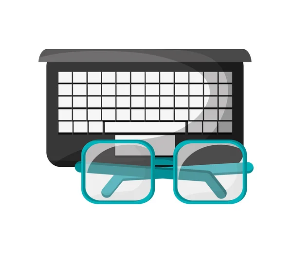 Icono de computadora y gafas — Vector de stock