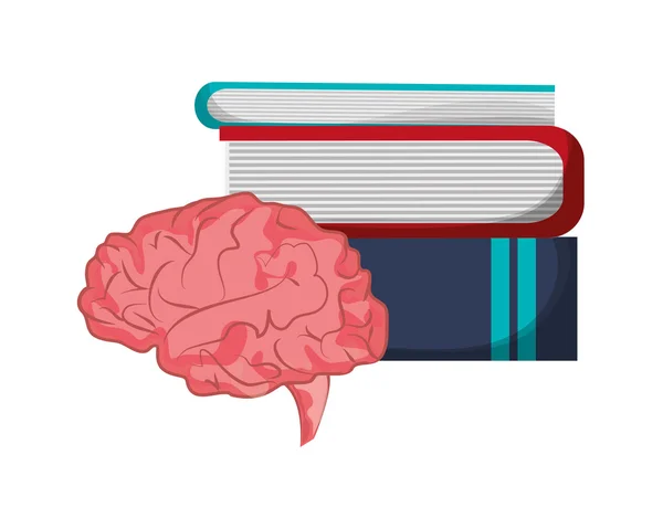 Libros e icono del cerebro — Archivo Imágenes Vectoriales