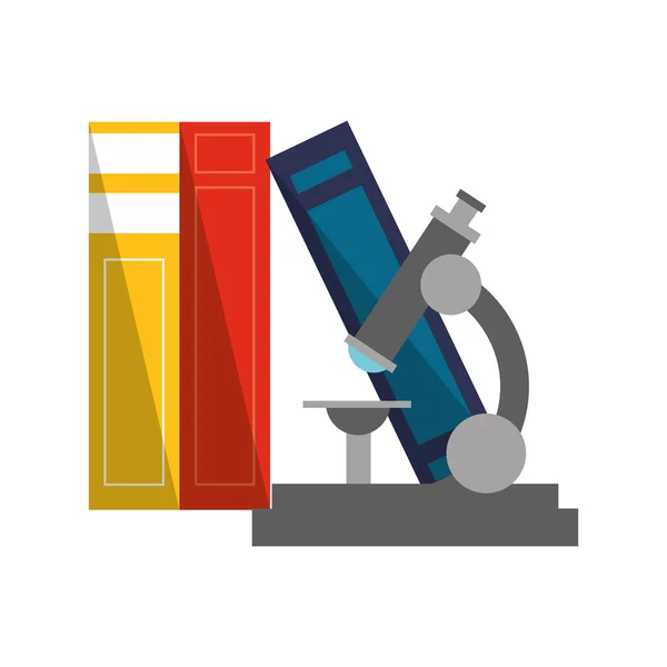 Boeken en Microscoop pictogram — Stockvector