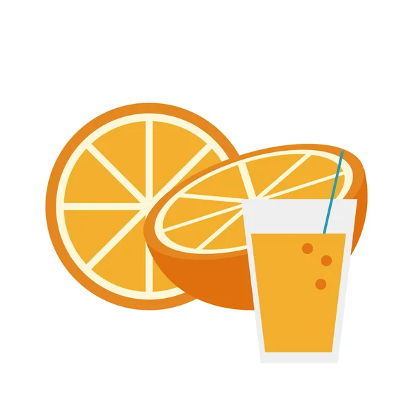 Naranja y zumo de fruta icono — Archivo Imágenes Vectoriales