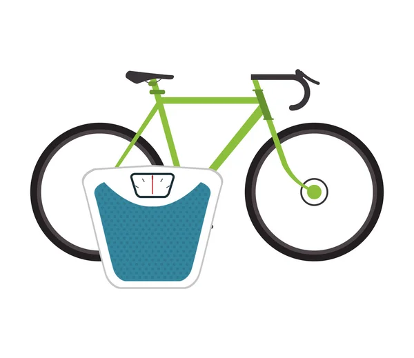 Ícone de bicicleta e balança de peso — Vetor de Stock