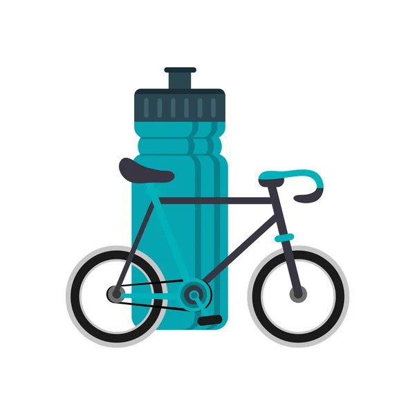 Botella de deportes y bicicleta icono — Vector de stock