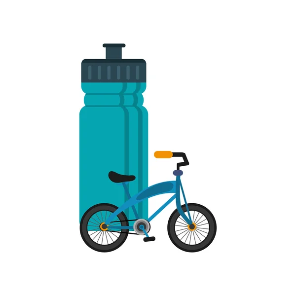 Botella de deportes y bicicleta icono — Vector de stock