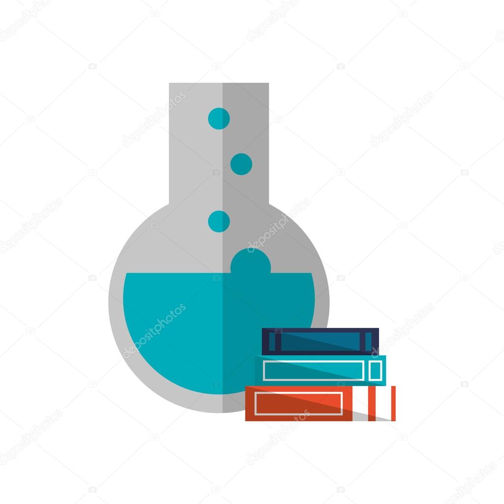 round bottom chemistry flask and books  icon