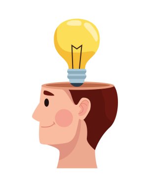 Ampul ruhsal sağlık ikonu olan insan kafası