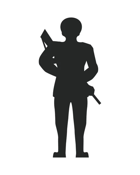 Soldat avec fusil silhouette vétérans jour — Image vectorielle