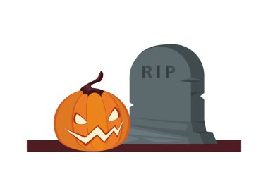 Mezarlık ile Cadılar Bayramı balkabağı