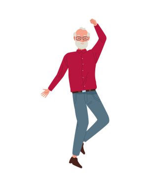 Chararacter 'ı kutlayan mutlu yaşlı adam