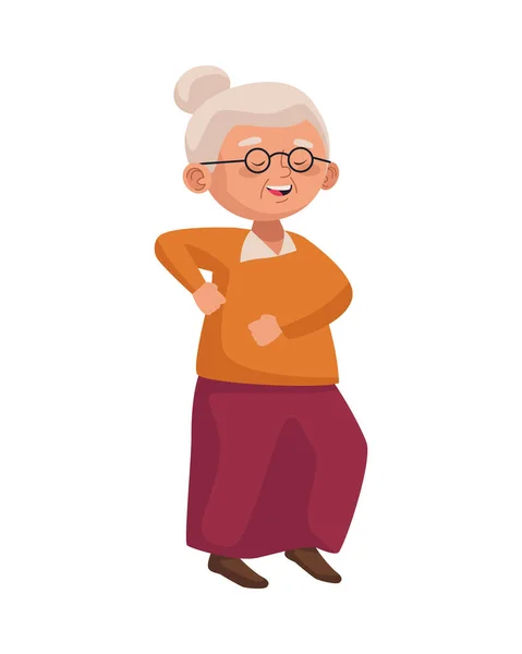 Милая старушка танцует характер — стоковый вектор