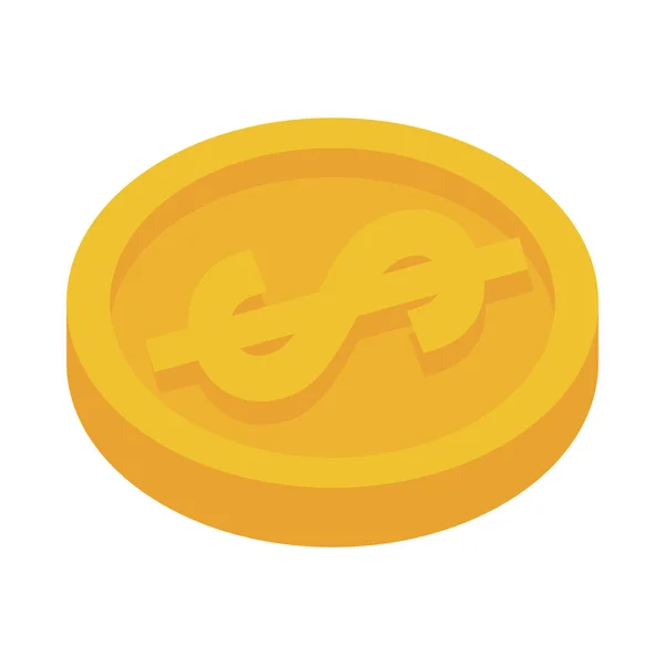 Κέρμα δολάριο απομονωμένο εικονίδιο — Διανυσματικό Αρχείο