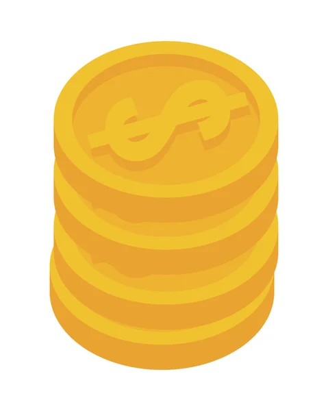 Монеты деньги доллары изолированный значок — стоковый вектор
