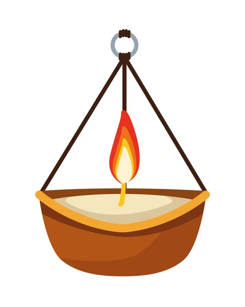 Повесить деревянную свечу индуистской религии — стоковый вектор