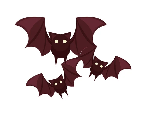 Летучие мыши Хэллоуина летят изолированной иконой — стоковый вектор