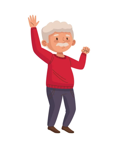 Old man eldery dancing character — Stock Vector