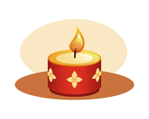 Hinduistická náboženská svíčka červená se zlatými květy — Stockový vektor