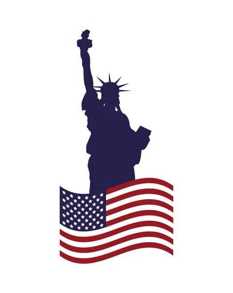 Socha svobody se Spojenými státy americkými vlajka — Stockový vektor