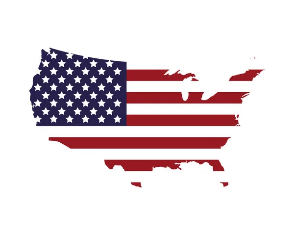 Spojené státy americké vlajky na mapě — Stockový vektor