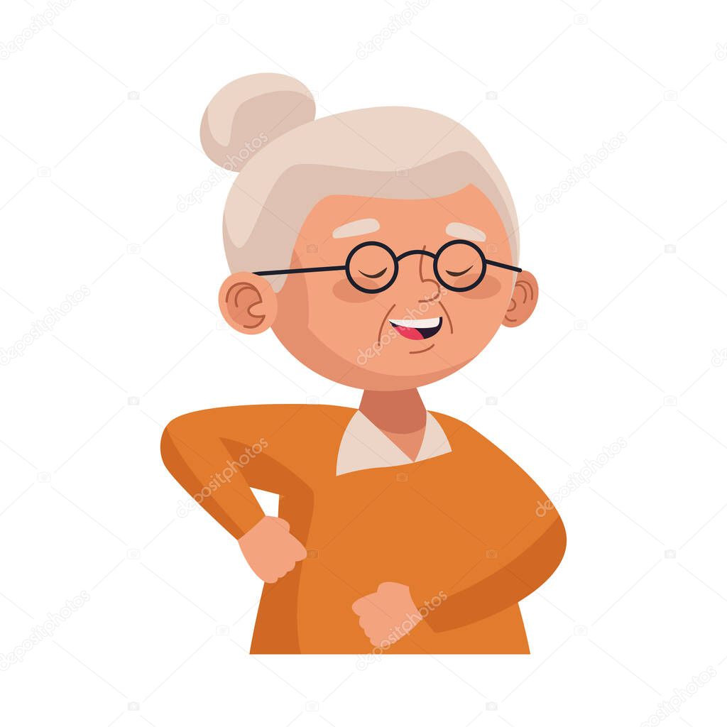 cute old woman dancing character