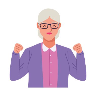 Mutlu yaşlı kadın karakteri kutluyor