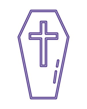 Cadılar bayramı tahta tabut neon tarzı simge