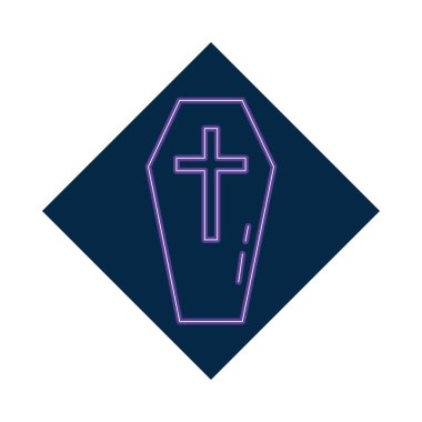 Cadılar bayramı tahta tabut neon tarzı simge